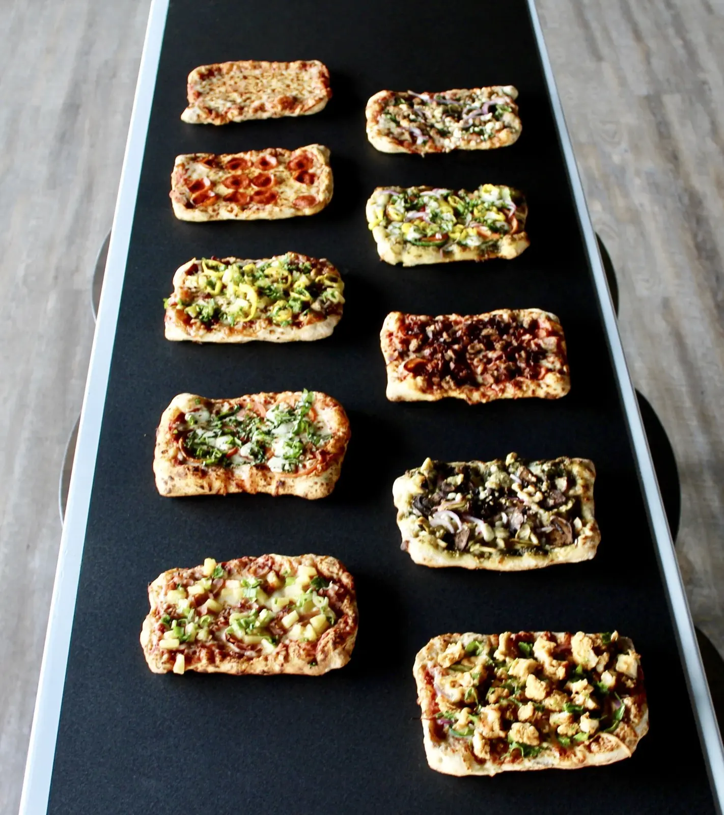 A board of beer bread pizzas